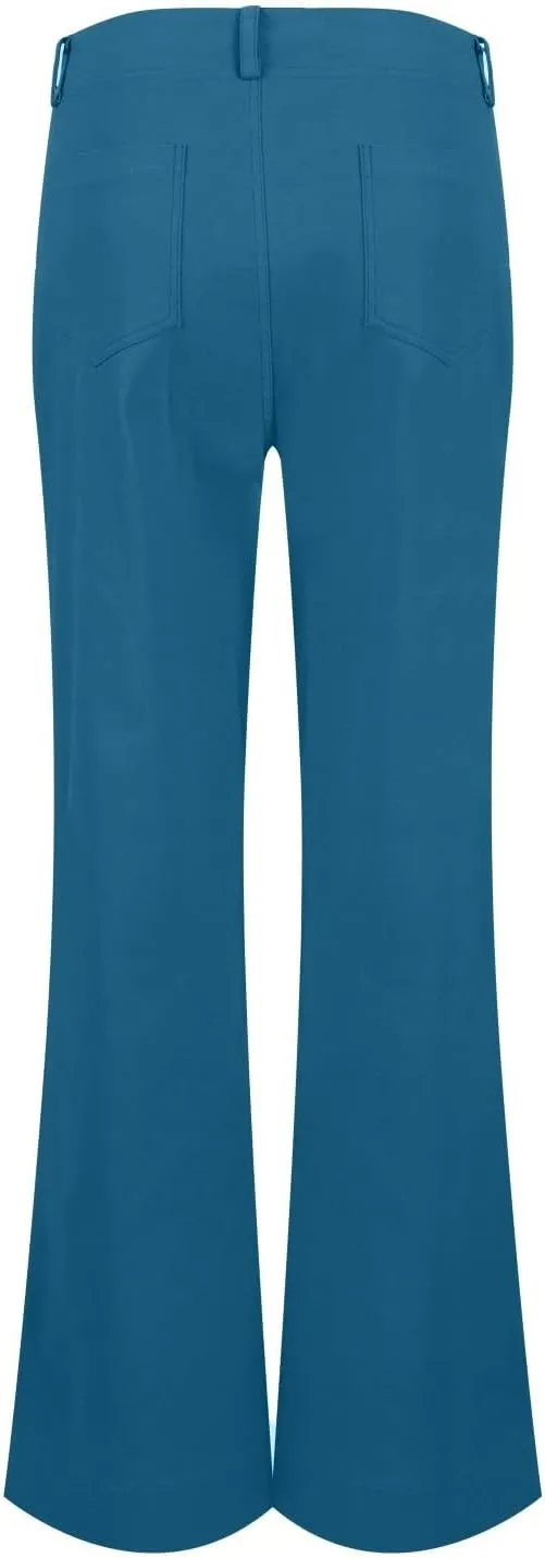 Womens Twill Wide Leg Pants Stretch Casual High Waisted Bootcut Chino Pants Baggy Flare Dress Pants with Pockets