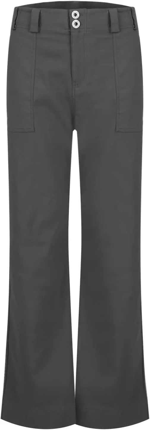 Womens Twill Wide Leg Pants Stretch Casual High Waisted Bootcut Chino Pants Baggy Flare Dress Pants with Pockets