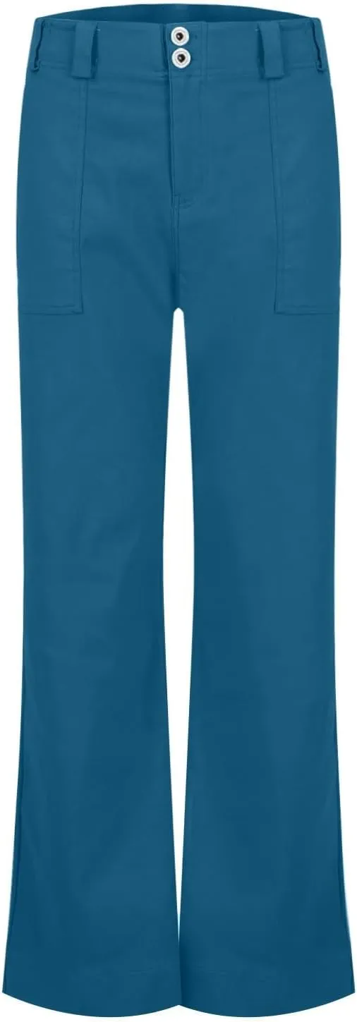 Womens Twill Wide Leg Pants Stretch Casual High Waisted Bootcut Chino Pants Baggy Flare Dress Pants with Pockets