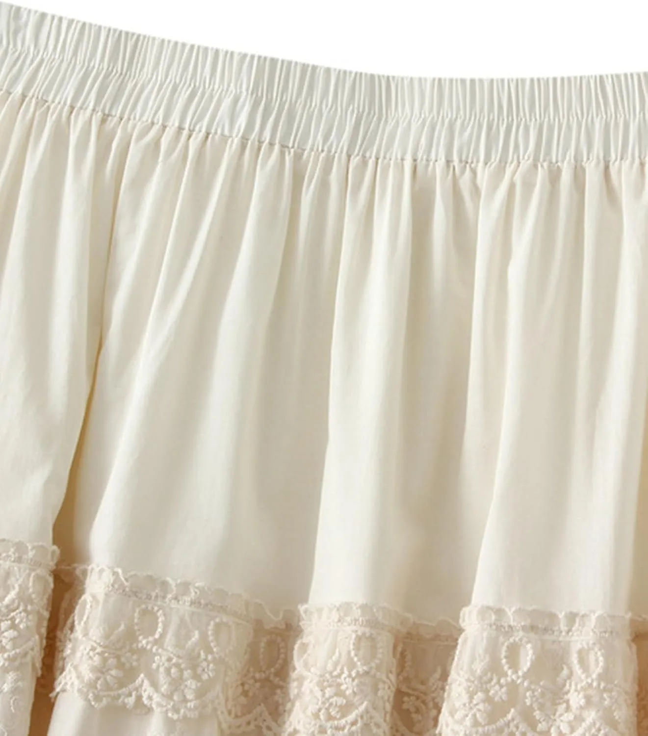 Womens Vintage Plaid Tulle Ruffle Skirts Elastic Waist A-line Pleated Embroidery Layered Midi Skirt