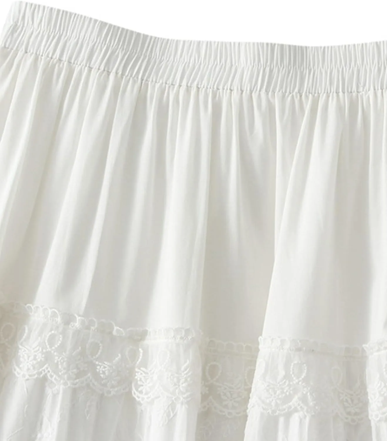 Womens Vintage Plaid Tulle Ruffle Skirts Elastic Waist A-line Pleated Embroidery Layered Midi Skirt