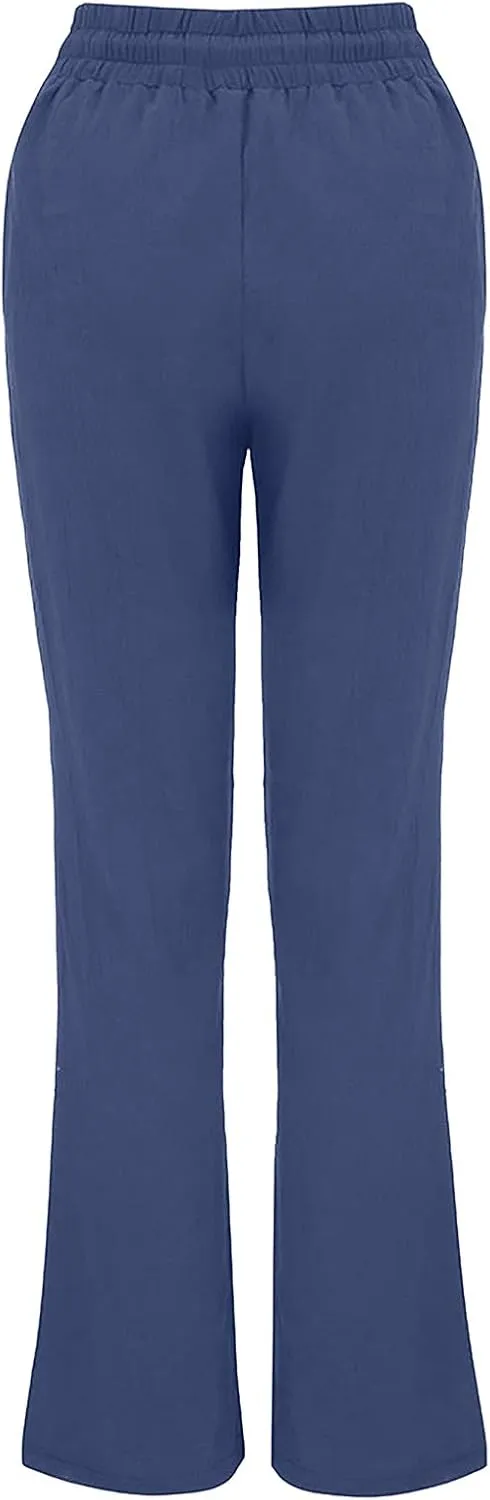 Womens Wide Leg Linen Pants Trendy Casual High Waisted 2025 Summer Palazzo Pants Trousers with Pockets