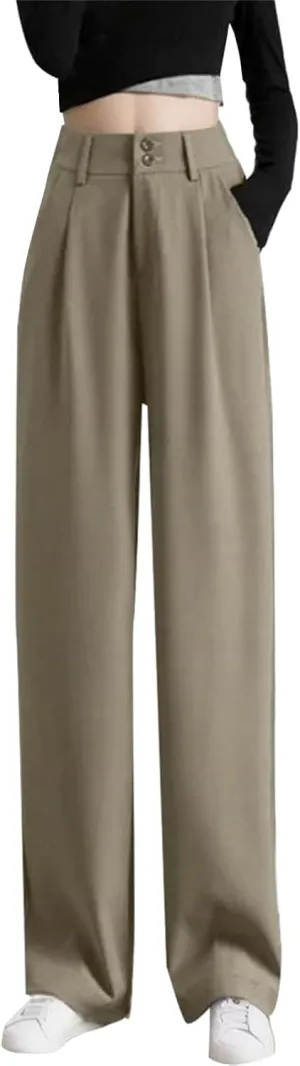 Women's Wide Leg Pants High Elastic Waist Flowy Business Work Trousers Casual Comfy Office Dress Pants with Pockets