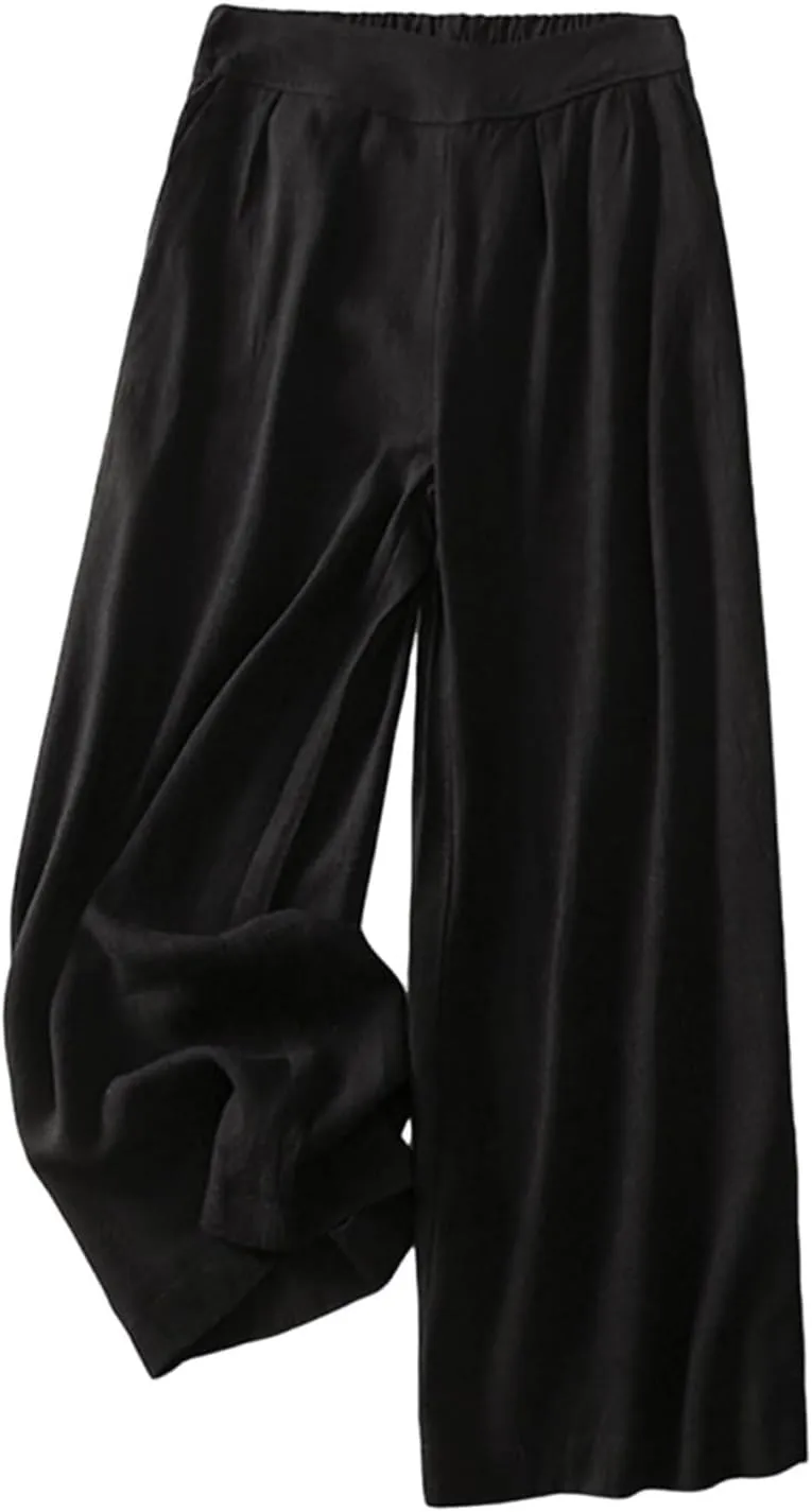 Women's Wide Leg Pants with Pockets High Waist Loose Casual Trousers Business Casual Pants Elegant Vacation Pants