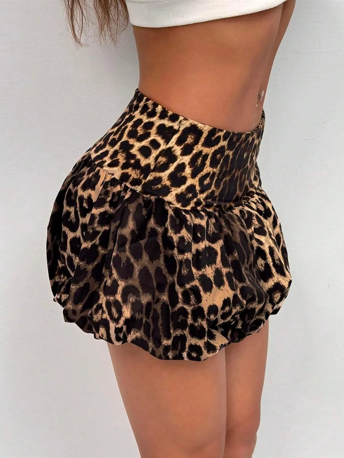 Women's Y2K Bubble Mini Skirt Low Waist Puff Skirt Summer Streetwear Skort with Short Underneath
