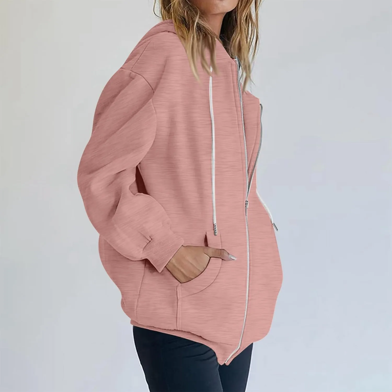 Womens Zip Up Hoodies Trendy Long Sleeve Plus Size Sweatshirts with Hood Lightweight Dressy Casual Tops Jackets Coat