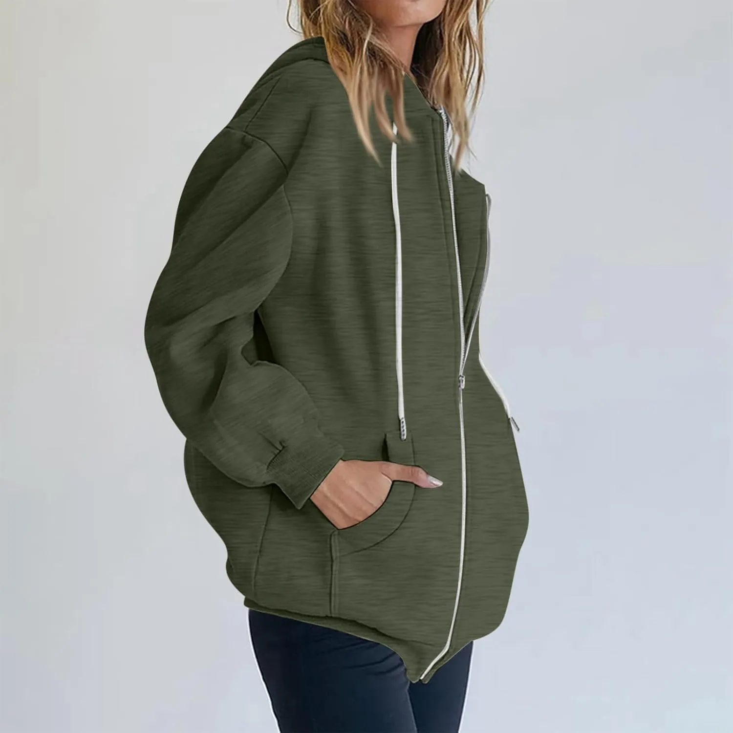 Womens Zip Up Hoodies Trendy Long Sleeve Plus Size Sweatshirts with Hood Lightweight Dressy Casual Tops Jackets Coat