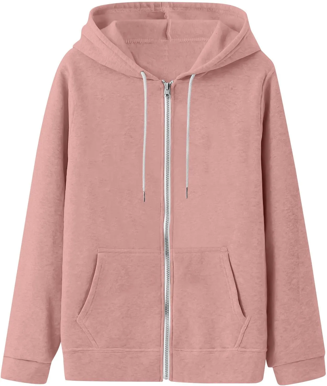 Womens Zip Up Hoodies Trendy Long Sleeve Plus Size Sweatshirts with Hood Lightweight Dressy Casual Tops Jackets Coat