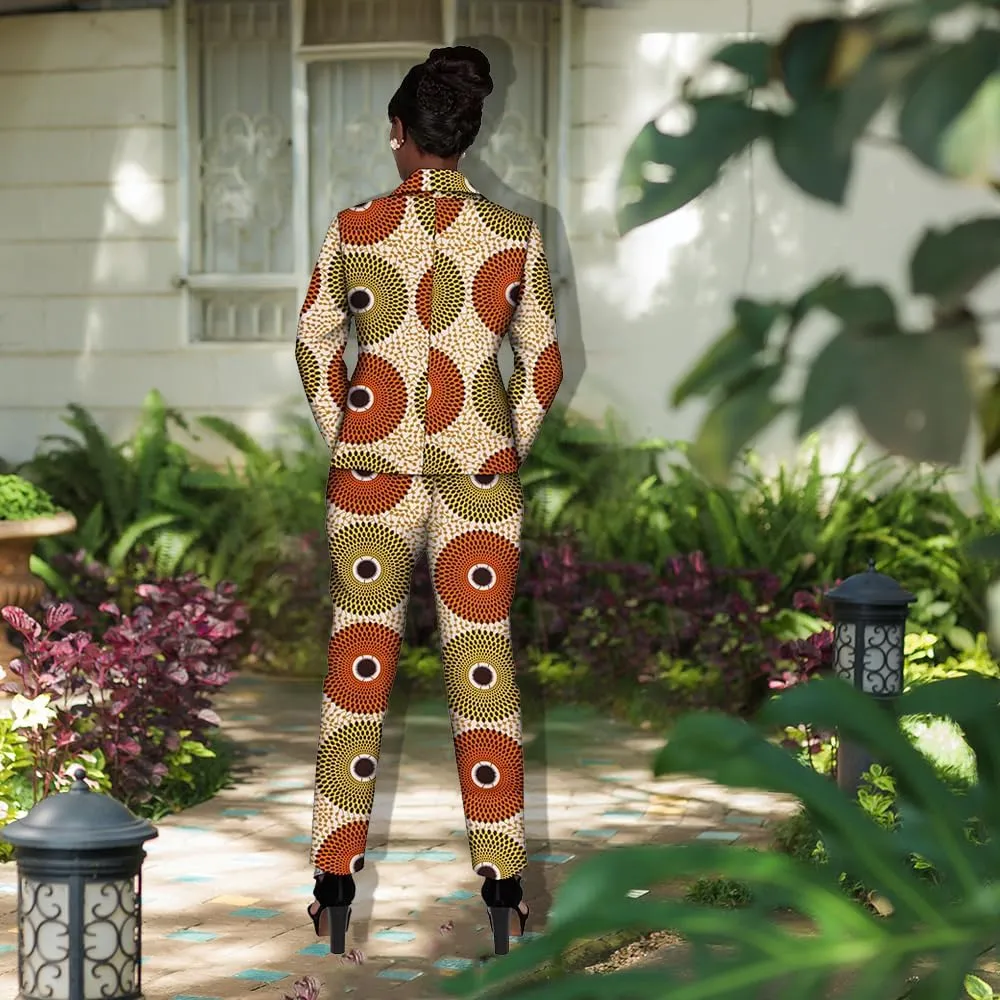 XIAOHUAGUA African Suits for Women African Print Blazer Coat Kente Top and Pants 2 Piece African Attire Outfits