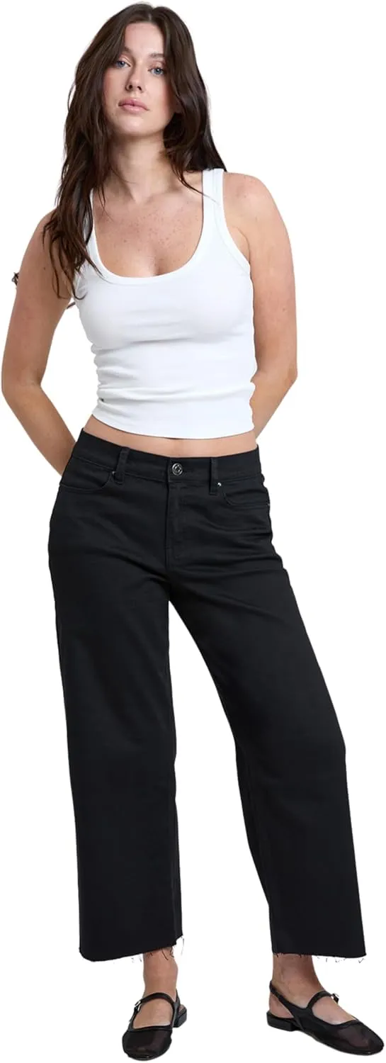YMI Women's High Rise Cropped Trouser Jeans Wide Leg Fit, P209207