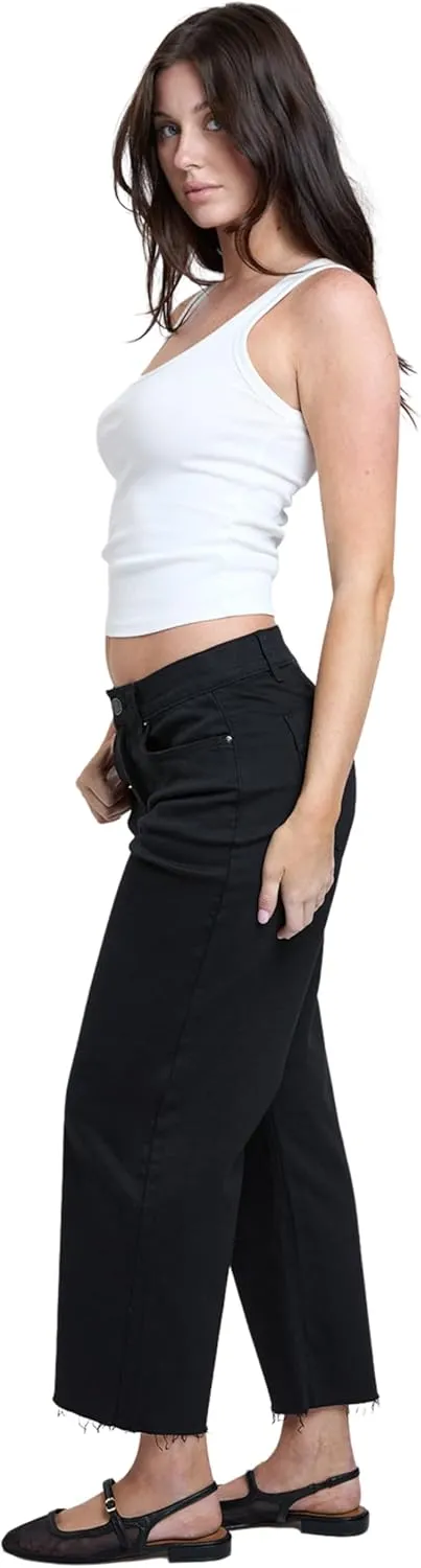 YMI Women's High Rise Cropped Trouser Jeans Wide Leg Fit, P209207