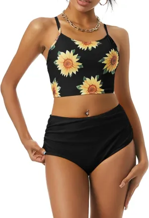 ZAFUL Women High Waisted Bikini Set Two Piece Tummy Control Wrap Swimsuit Lace Up Bathing Suit