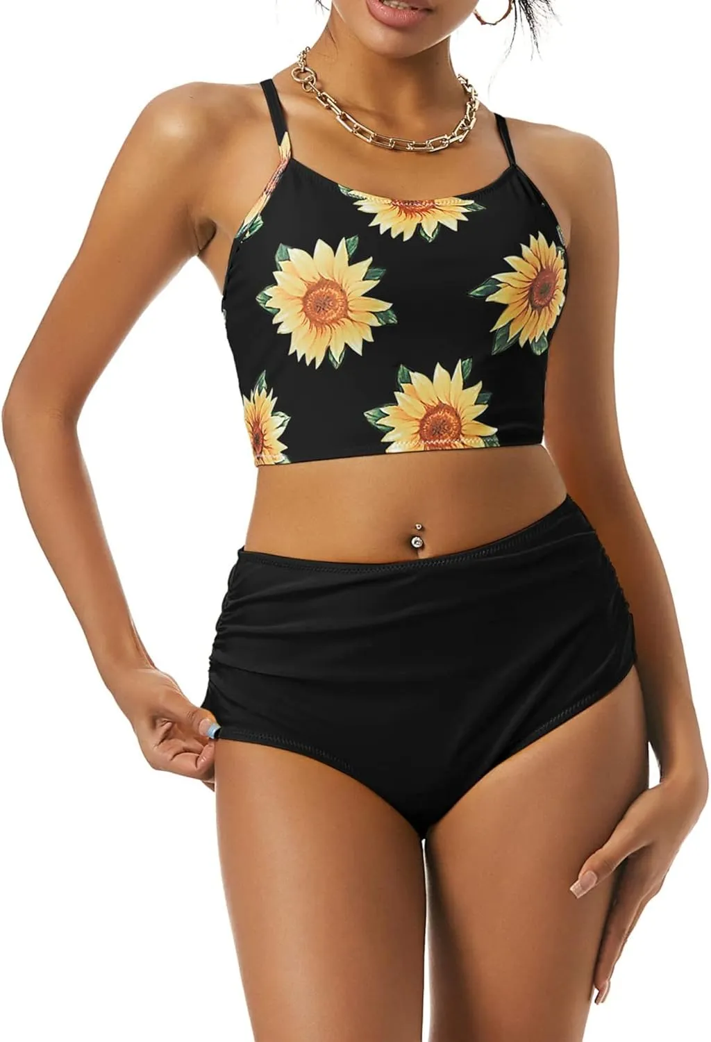 ZAFUL Women High Waisted Bikini Set Two Piece Tummy Control Wrap Swimsuit Lace Up Bathing Suit
