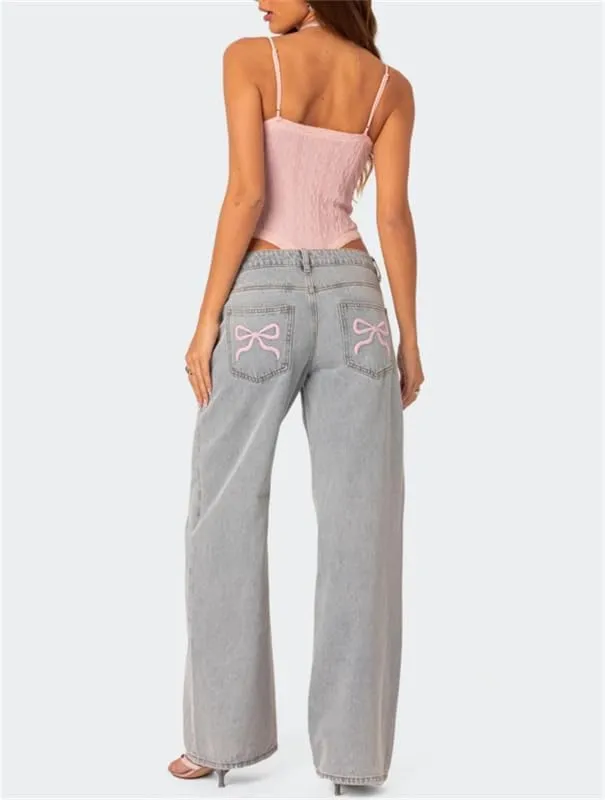 Zempertoopa Womens Y2K Baggy Jeans Wide Leg Straight Grunge Denim Pants High Waist Casual Loose Cargoes Trouser Streetwear